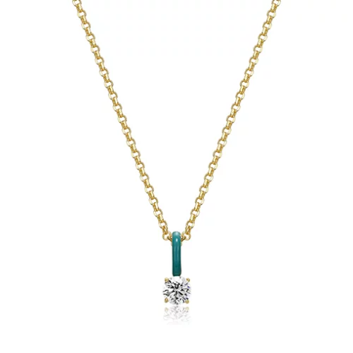 Cotton Candy Collection Round Diamondlite Cubic Zirconia with Enamel Pendant - Blue