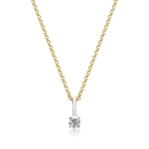 Cotton Candy Collection Round Diamondlite Cubic Zirconia with Enamel Pendant - White