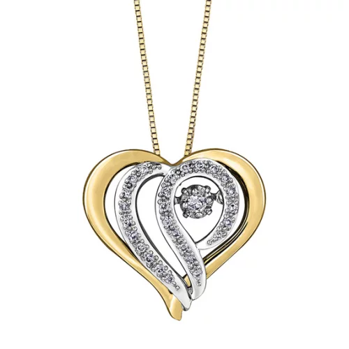 Diamond Heart Pendant in Two-Tone Gold (0.15 CT TW)