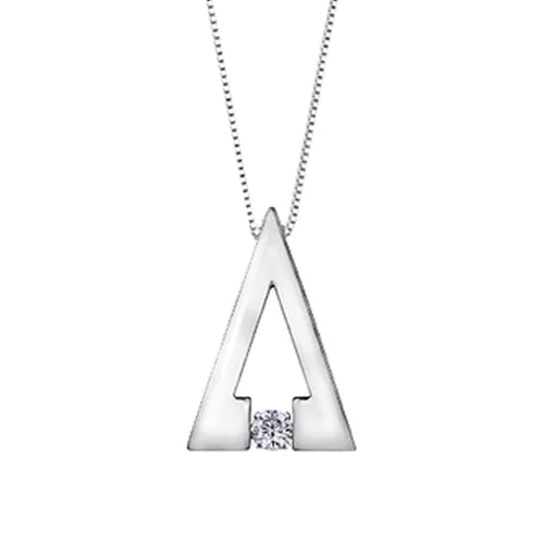 Diamond Solitaire Triangle Pendant in 10K White Gold (0.08 CT.)