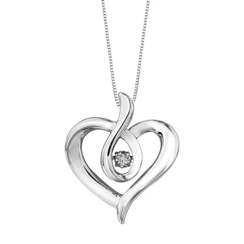 Canadian Diamond Solitaire Heart Pendant in Sterling Silver (0.14 CT.)