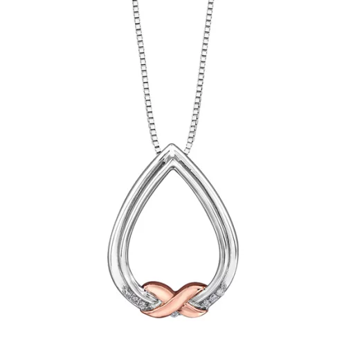 Diamond Teardrop Pendant in Two-Tone Gold (0.035 CT TW)