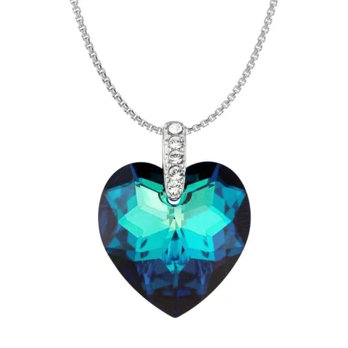 Swarovski Elements Crystal Heart Necklaces - Bermuda Blue