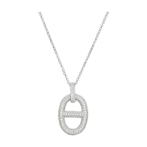 Charles Garnier Sterling Silver "MARINER LINK" with Diamondlite Pave Marine Pendant - Silver