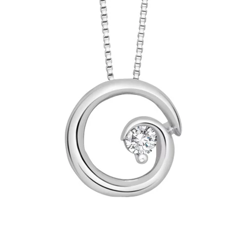 Canadian Diamond Swirl Pendant in 10K White Gold (0.15 CT T.W.)
