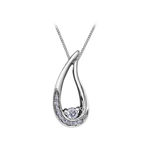 Diamond Pendant in 10K White Gold (0.016-0.06 CT. T.W.) - Silver