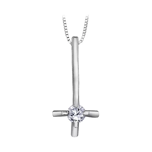 Diamond Pendant in 10K White Gold (0.035 CT. T.W.) - Silver