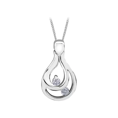 Diamond Pendant in 10K White Gold (0.05 CT. T.W.) - Silver