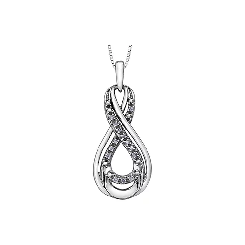 Pendentif Infinity en diamant en or blanc 10 carats (0,05 CT. T.W.) - Argent