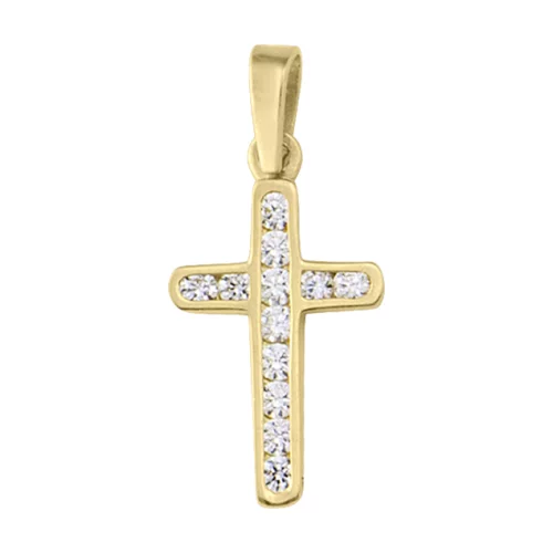 Pendentifs de croix en or 18 carats avec des pierres de zircone cubique.