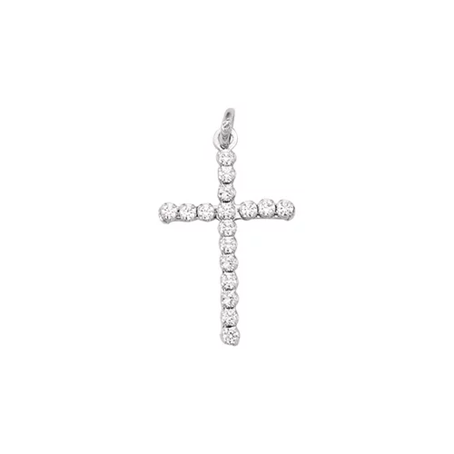 Pendentif croix en or blanc 18 carats avec zircone cubique