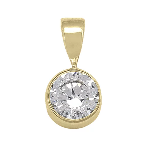 10K Gold Round Cubic Zirconia Pendants - 0.8gm