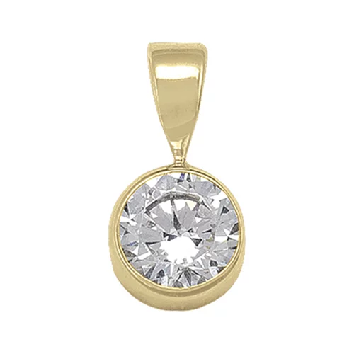 10K Gold Round Cubic Zirconia Pendants - 0.6gm