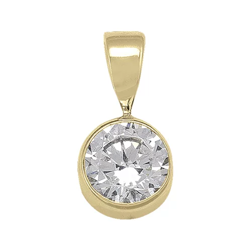 10K Gold Round Cubic Zirconia Pendants - 1.0gm