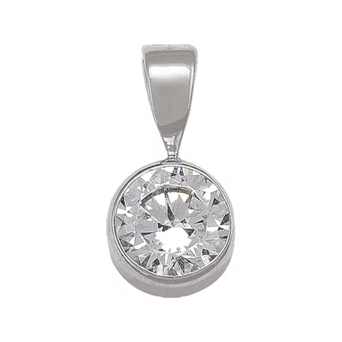 10K Silver Round Cubic Zirconia Pendants - 0.8gm