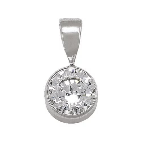 10K Silver Round Cubic Zirconia Pendants - 1.0gm
