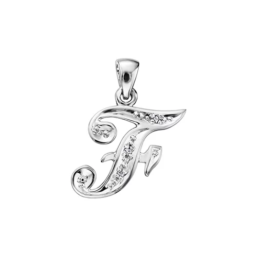 Diamond Initial "F" Pendant in 10K (0.015 CT. T.W.) - Silver