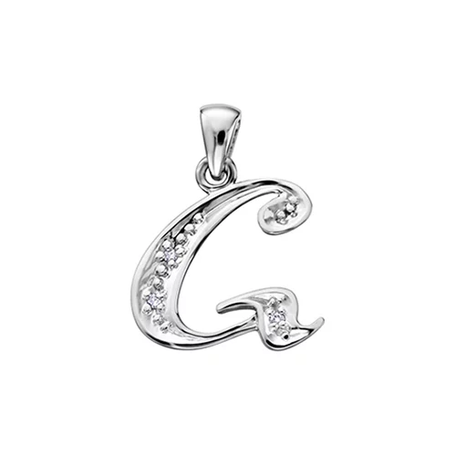 Diamond Initial "G" Pendant in 10K (0.015 CT. T.W.) - Silver