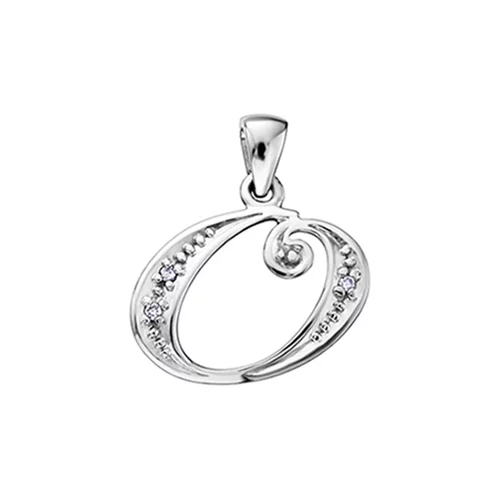 Diamond Initial "O" Pendant in 10K (0.015 CT. T.W.) - Silver