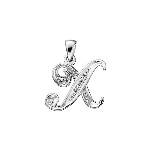 Diamond Initial "X" Pendant in 10K (0.015 CT. T.W.) - Silver