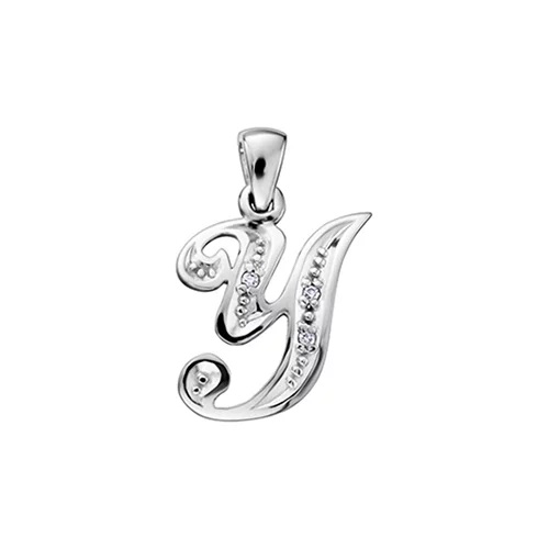 Diamond Initial "Y" Pendant in 10K (0.015 CT. T.W.) - Silver