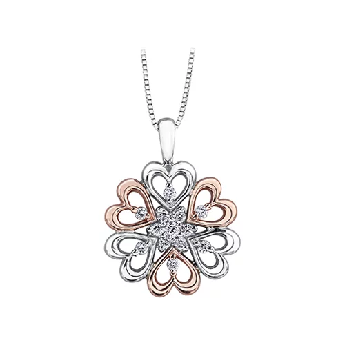 Diamond Pendant in 10K (0.025 and 0.12 CT. T.W.) - Silver and Rose