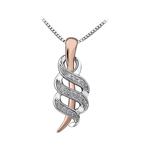 Diamond Pendant in 10K (0.1 and 0.036 CT. T.W.) - Silver and Rose