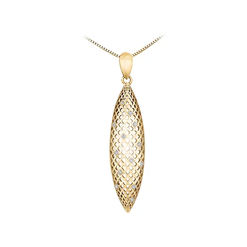 Oval Diamond Pendant in 10K Gold (0.1 CT. T.W.) - Gold