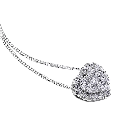 Diamond Heart Pendant in 14K White Gold (0.022 - 0.138 CT. T.W.) - Silver