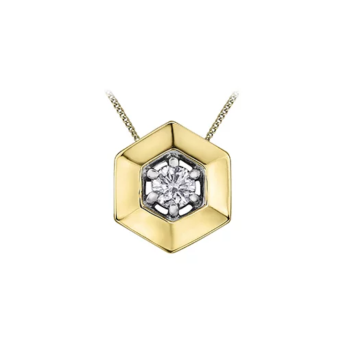 Diamond Pendant in 10K Gold and White Gold (0.1 CT. T.W.) - Silver and Gold