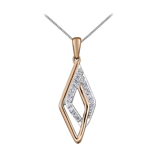 Diamond Pendant in 10K (0.08 CT. T.W.) - Silver and Rose