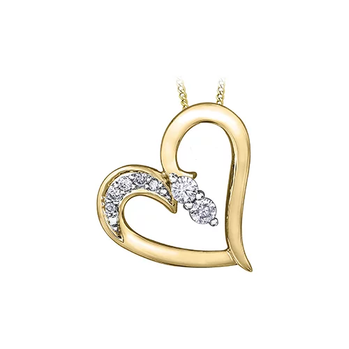 Diamond Pendant in 10K (0.11, 0.03 and 0.01 CT. T.W.) - Gold