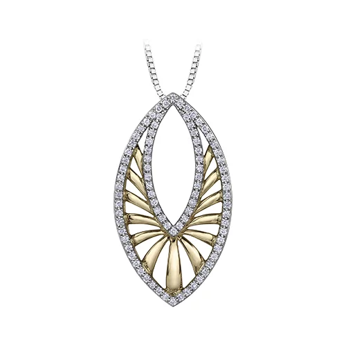 Diamond Oval Pendant in 10K (0.25 CT. T.W.) - Silver and Gold