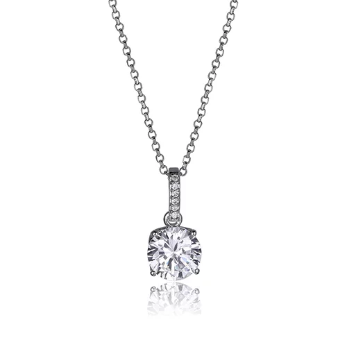 Diamondlite Cubic Zirconia Drop Solitaire Necklaces - Silver