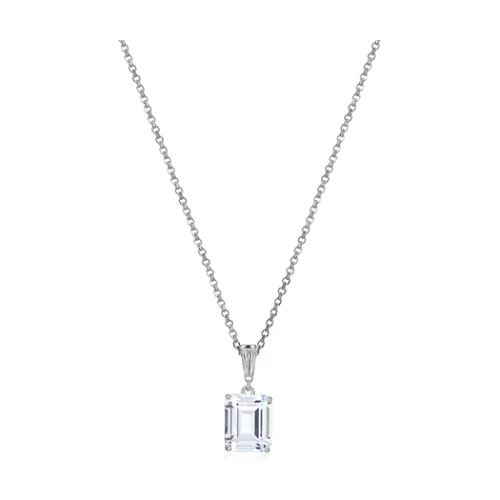 Diamondlite Cubic Zirconia Emerald Drop Pendant - Silver