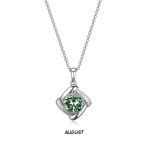 ELLE AUG "Birthstone" (Peridot) and Signity Cubic Zirconia Pendant