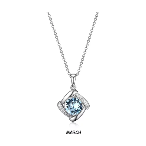 ELLE MAR "Birthstone" (Aqua) and Signity Cubic Zirconia Pendant