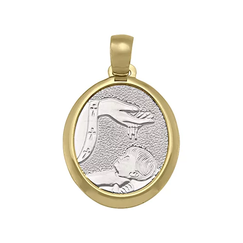 18K Two Tone Baptism Pendants - 2.5 gm