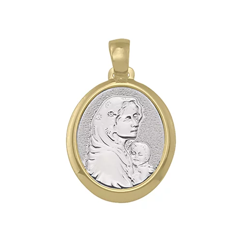 18K Two Tone Oval Madonna Pendants - 2.9 gm