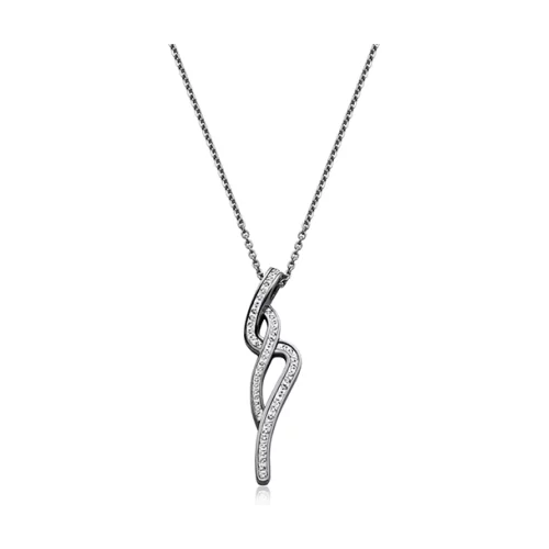 CJ Steelx Spiral Crystal Pendant - Silver