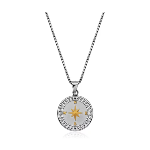 CJ STEELX Compass Pendant - Silver and Gold