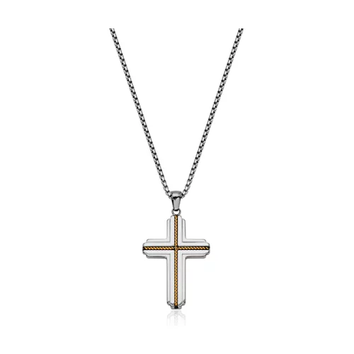 CJ STEELX Cross Pendant - Silver and Gold