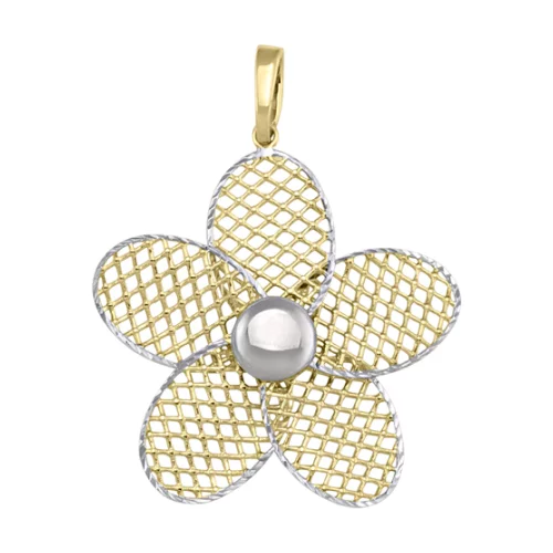 10K Gold and Silver Flower Shaped Pendants