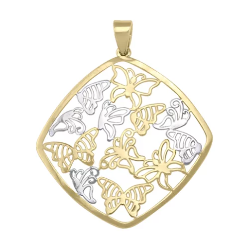 10K Gold and Silver Butterflies Pendants
