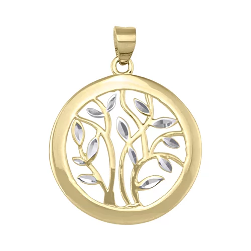 10K Gold and Silver Trees Pendants