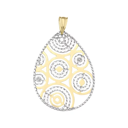 10K Gold and Silver Circular Pattern Pendants