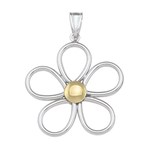 10K Flower Fashion Pendants - White Gold