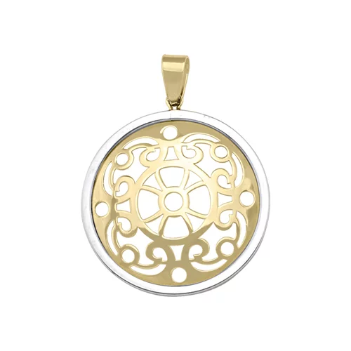 10K Gold and Silver Round Pendants