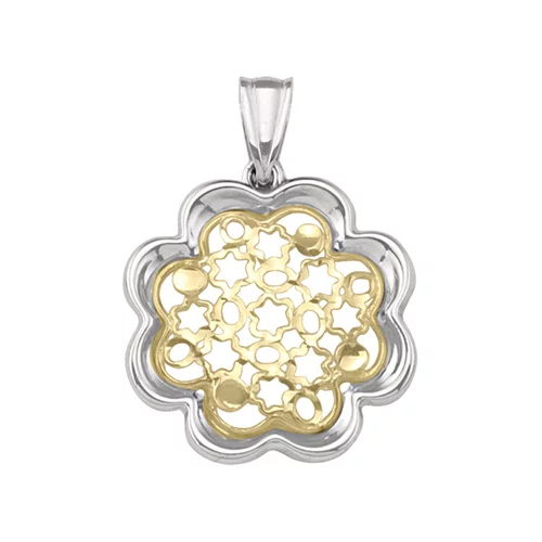 10K Gold and Silver Floral Shaped Pendants