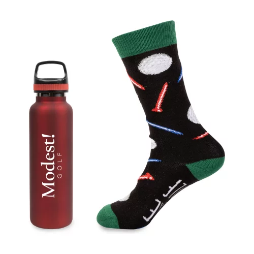 Ensemble cadeau de bouteille en satin "Moins de travail, plus de golf"